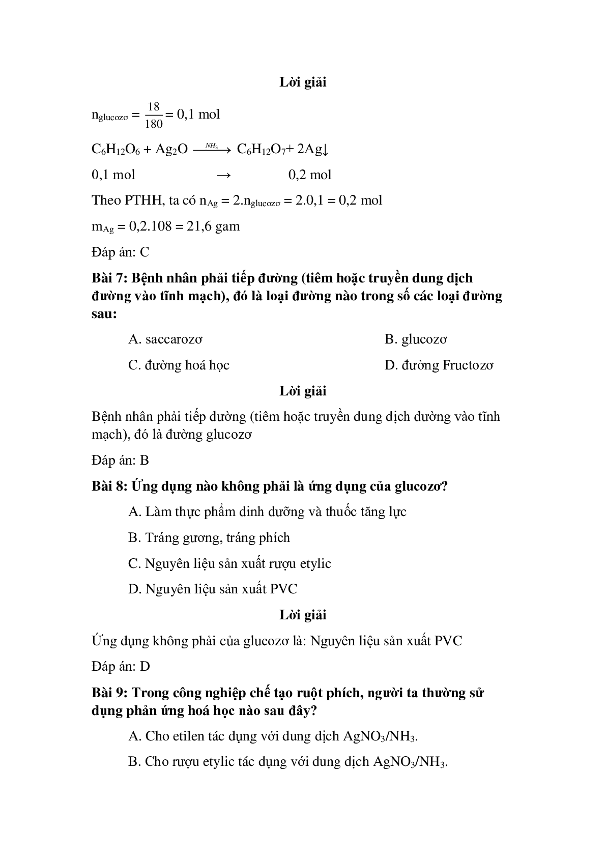 30 câu Trắc nghiệm Glucozơ có đáp án 2023 – Hóa học lớp 9 (trang 3)