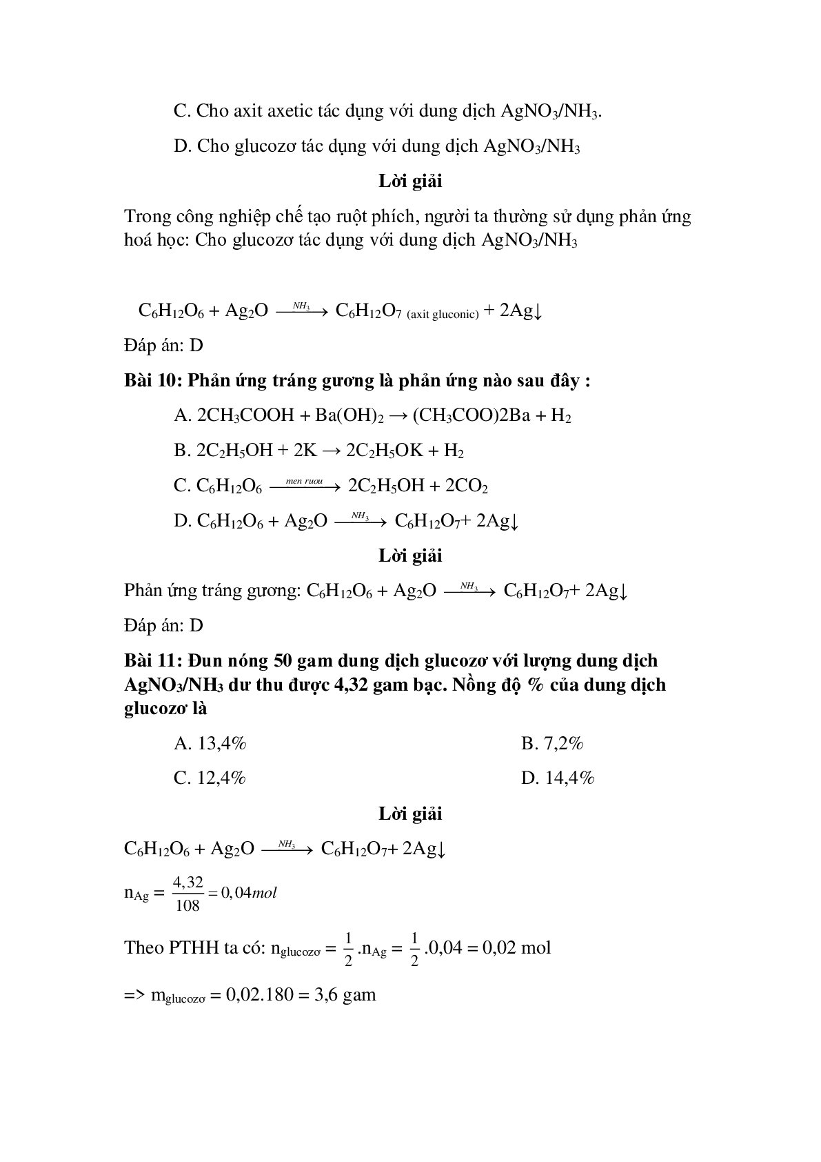 30 câu Trắc nghiệm Glucozơ có đáp án 2023 – Hóa học lớp 9 (trang 4)