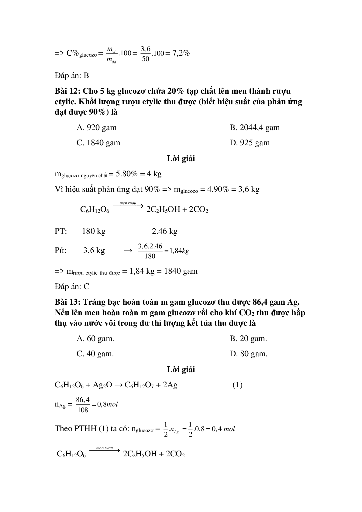 30 câu Trắc nghiệm Glucozơ có đáp án 2023 – Hóa học lớp 9 (trang 5)