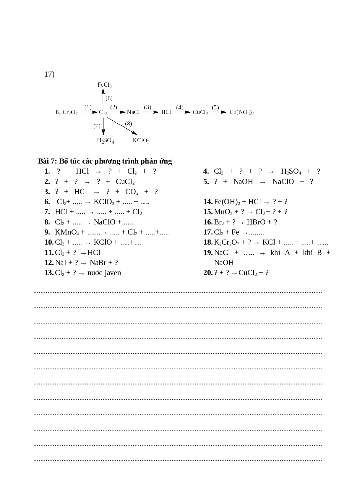 Bài tập về ôn tập học kì 2 hóa học 10 có chọn lọc (trang 7)