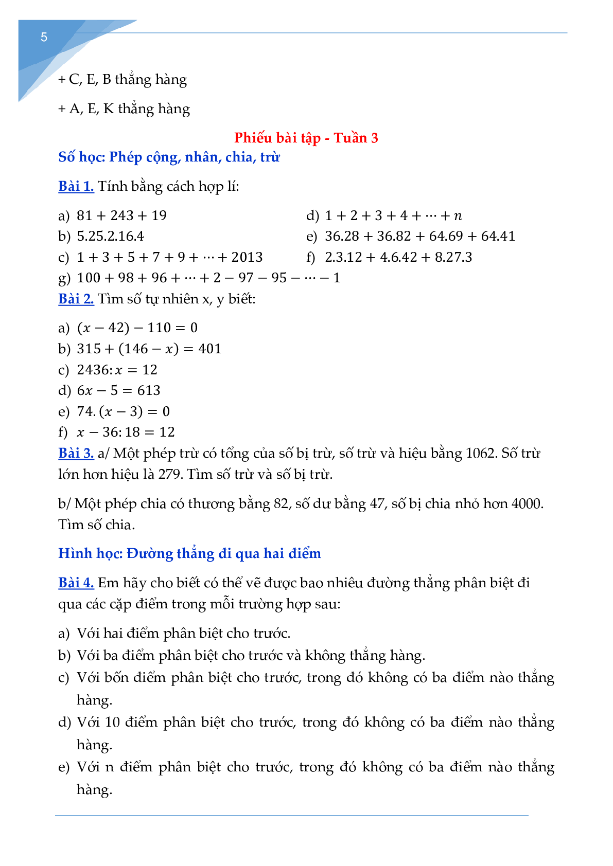 Bài tập tuần môn toán lớp 6 (trang 5)
