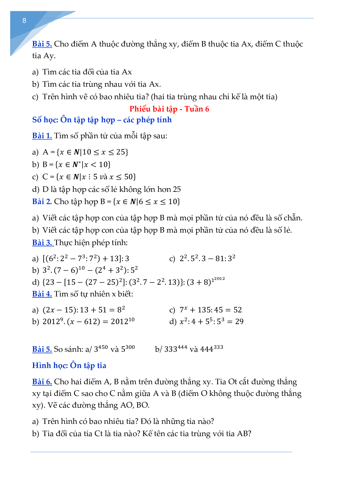 Bài tập tuần môn toán lớp 6 (trang 8)