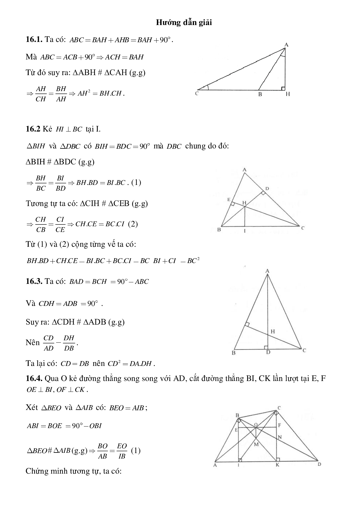 Các trường hợp đồng dạng của tam giác vuông (trang 10)