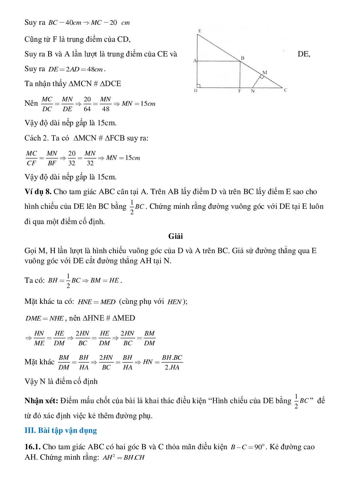 Các trường hợp đồng dạng của tam giác vuông (trang 7)