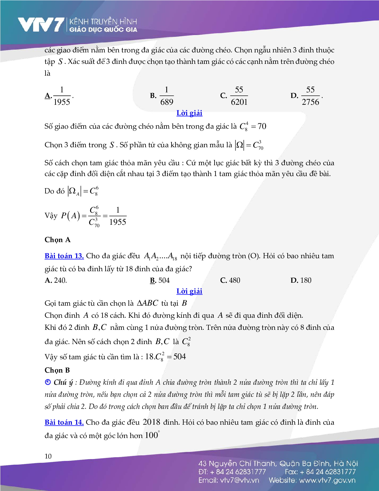 Các bài toán đếm liên quan đến đa giác và đa giác đều (trang 10)