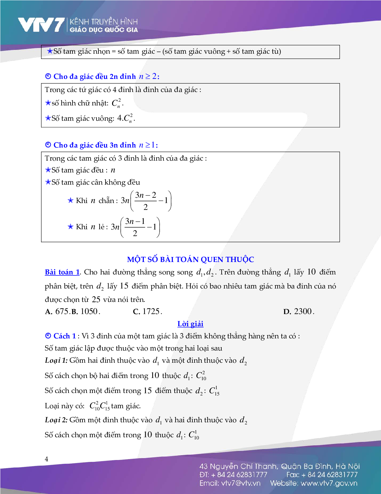 Các bài toán đếm liên quan đến đa giác và đa giác đều (trang 4)