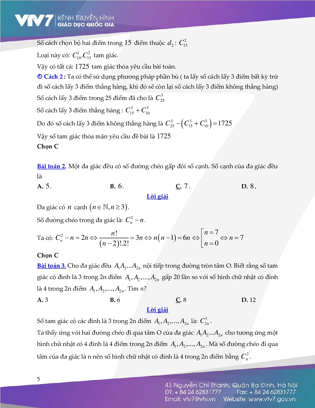 Các bài toán đếm liên quan đến đa giác và đa giác đều (trang 5)
