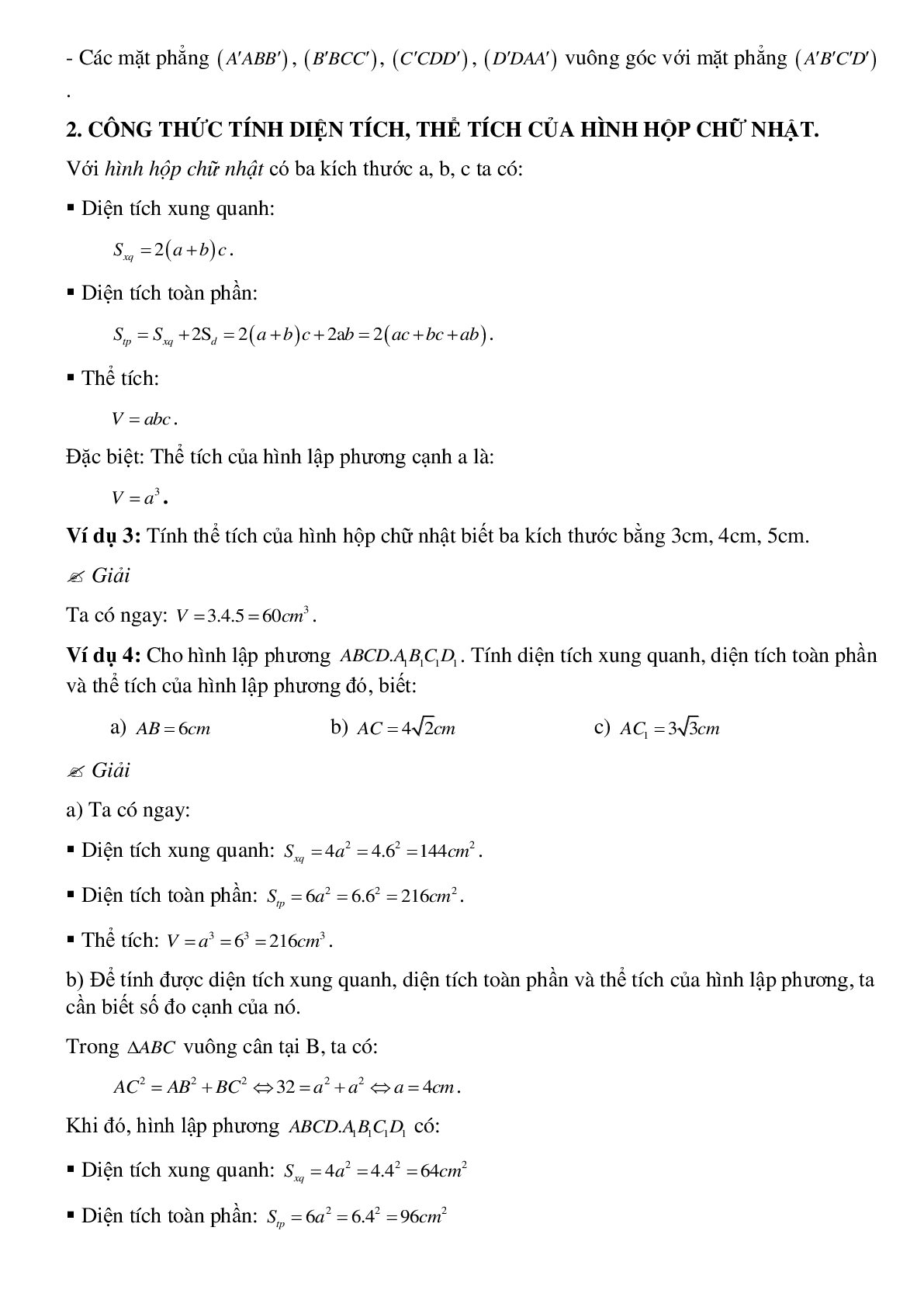 Tổng hợp các dạng toán thường gặp về Thể tích của hình hộp chữ nhật có lời giải (trang 2)