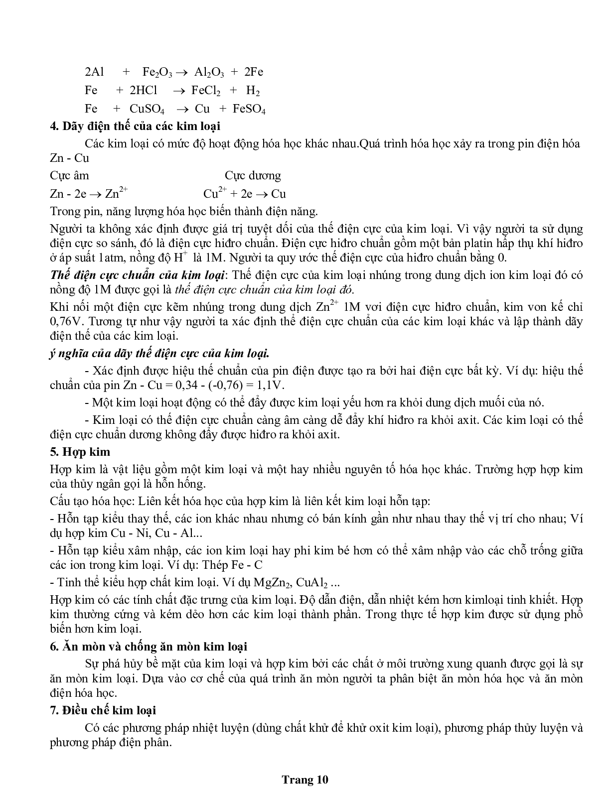 Tổng hợp lý thuyết Hóa vô cơ lớp 12 (trang 10)