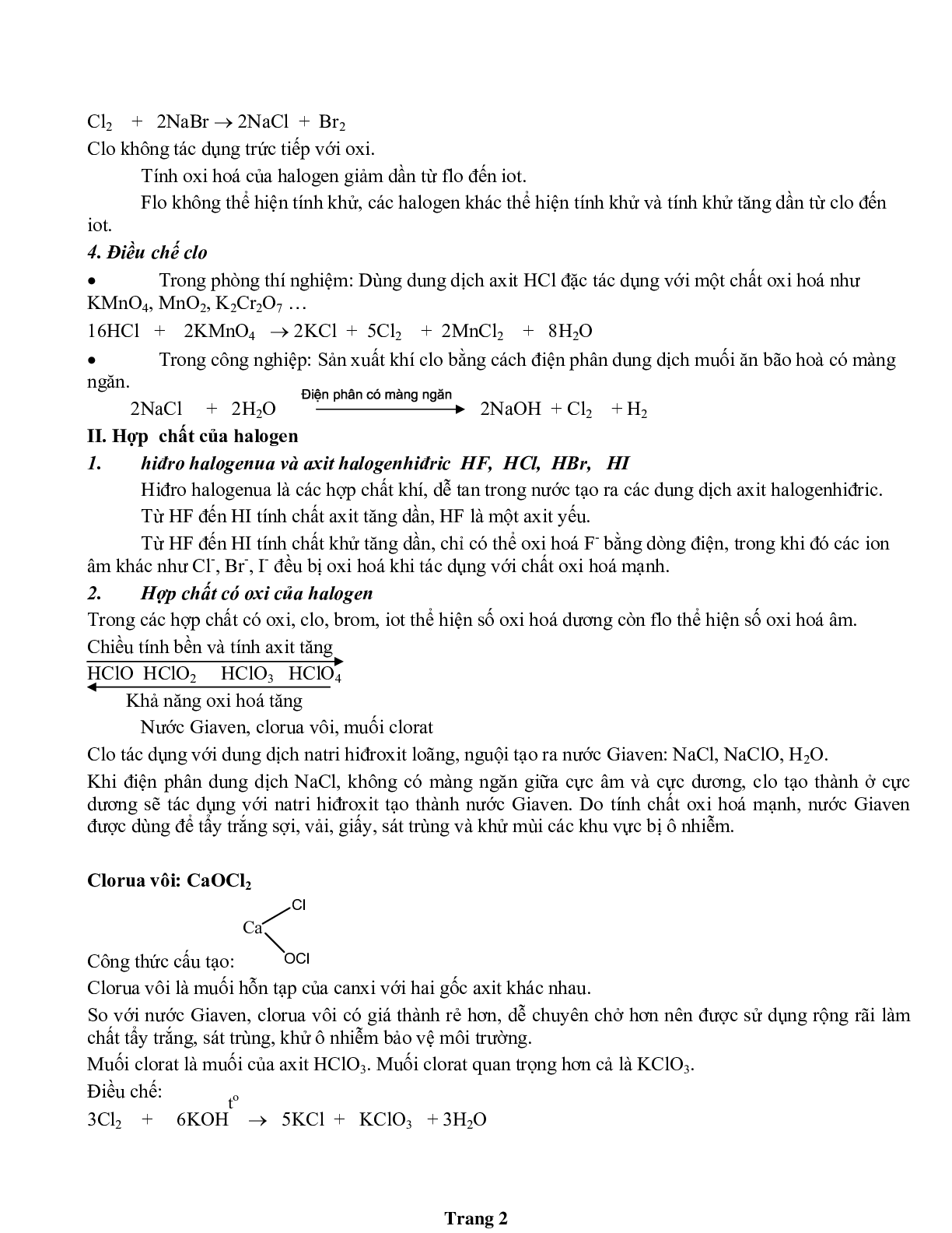 Tổng hợp lý thuyết Hóa vô cơ lớp 12 (trang 2)