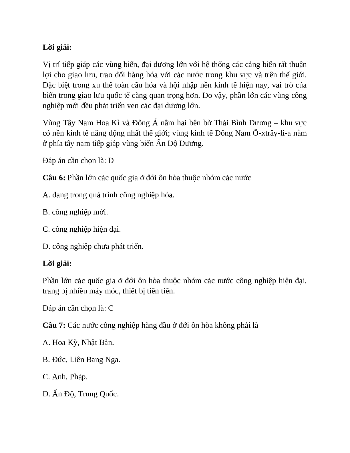 Địa Lí 7 Bài 15 (Lý thuyết và trắc nghiệm): Hoạt động công nghiệp ở đới ôn hòa (trang 6)