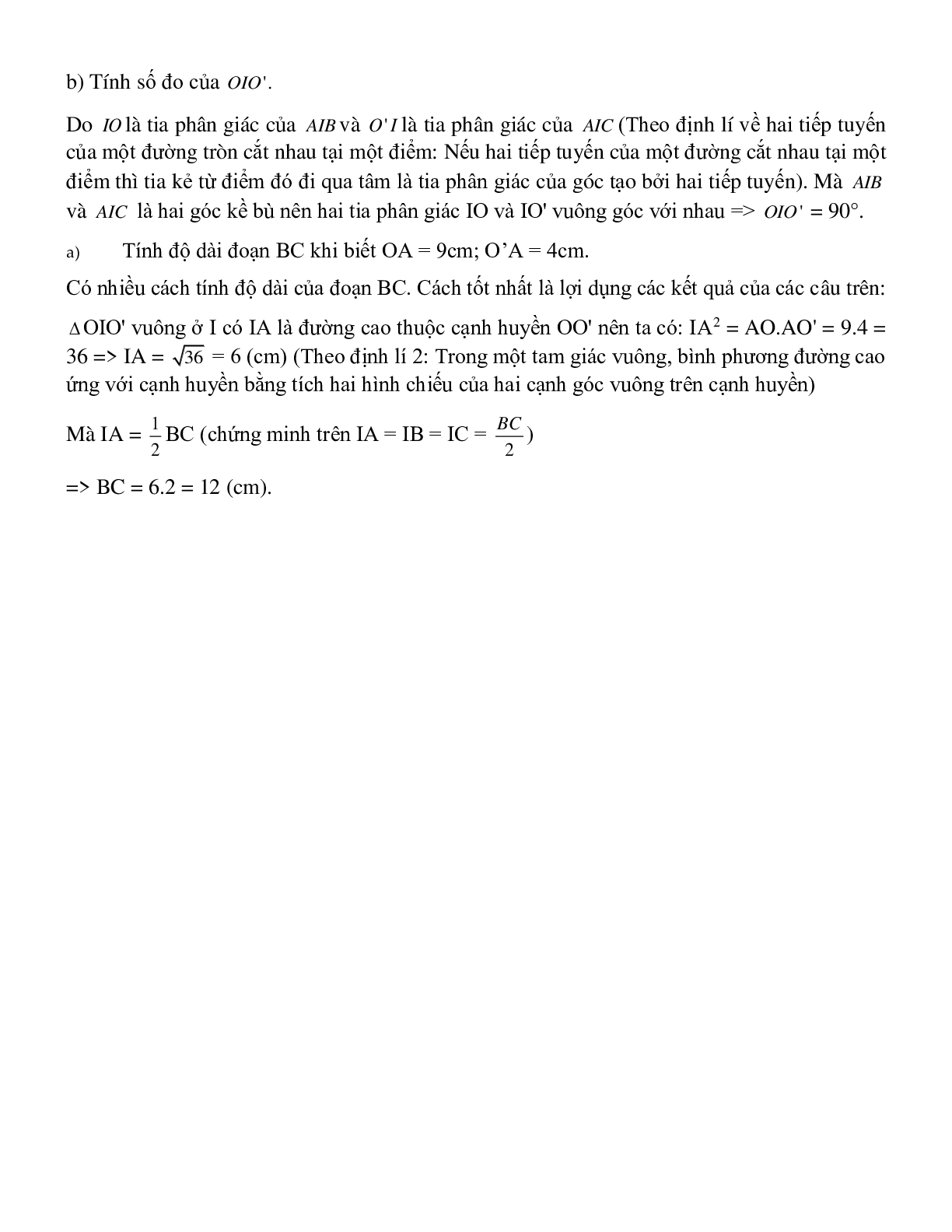 Bài tập về vị trí tương đối của hai đường tròn (tiếp theo) có đáp án (trang 7)