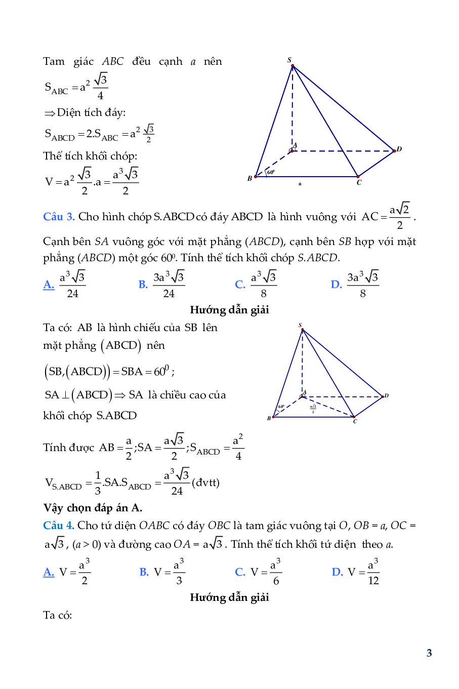 Tuyển chọn bài tập trắc nghiệm thể tích khối chóp (trang 4)