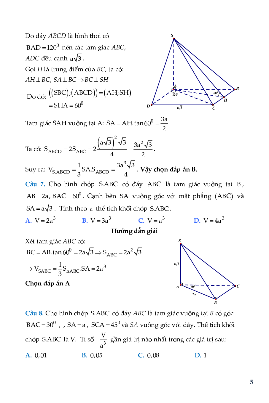 Tuyển chọn bài tập trắc nghiệm thể tích khối chóp (trang 6)