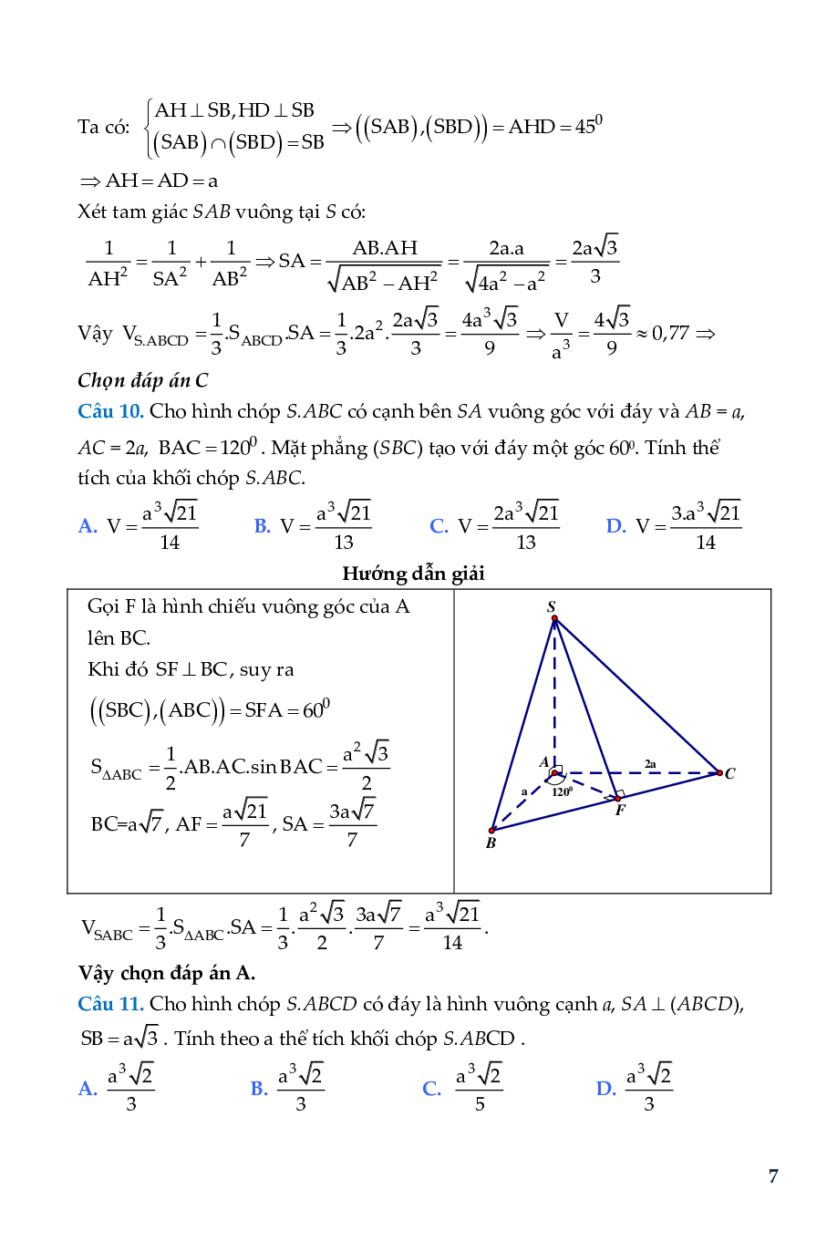 Tuyển chọn bài tập trắc nghiệm thể tích khối chóp (trang 8)