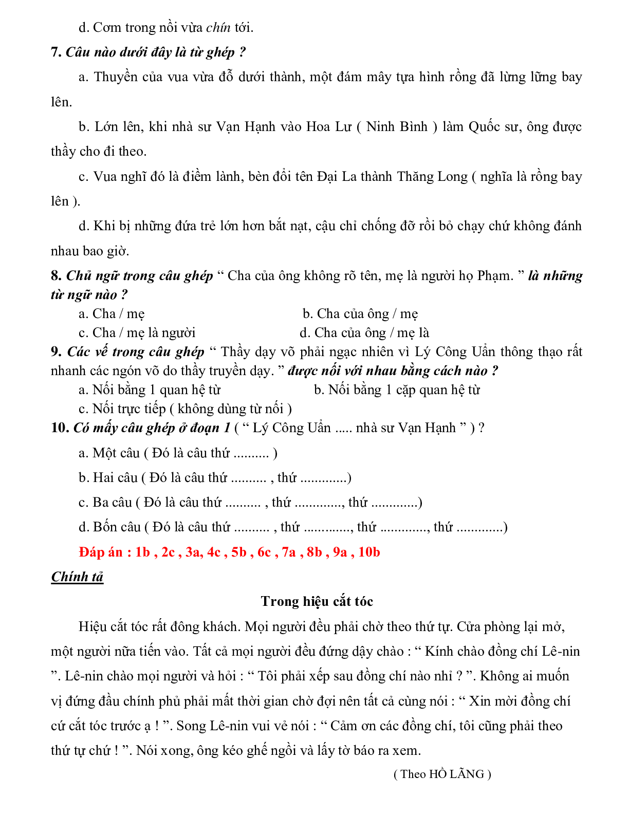 10 đề đọc hiểu hay môn Tiếng Việt lớp 5 có đáp án (trang 6)