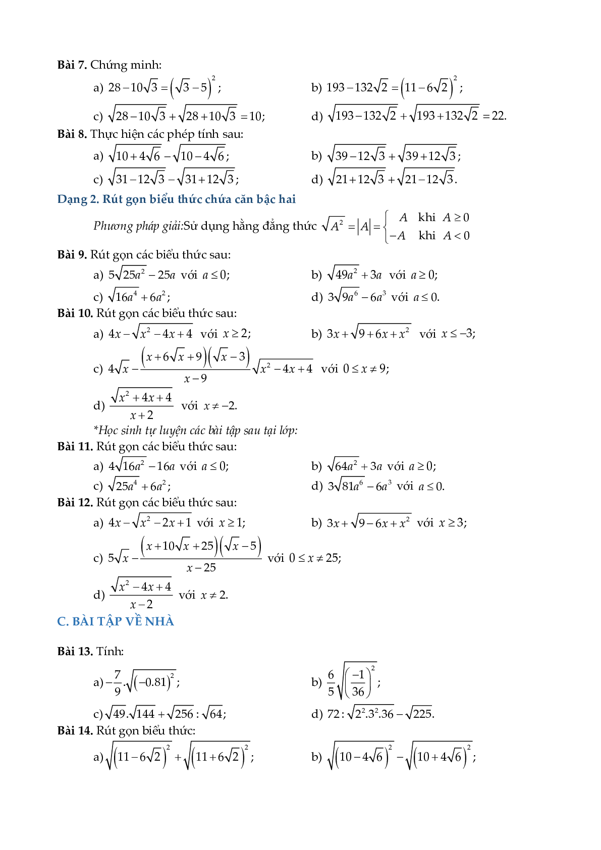 Chuyên đề rút gọn biểu thức và bài toán liên quan (trang 8)