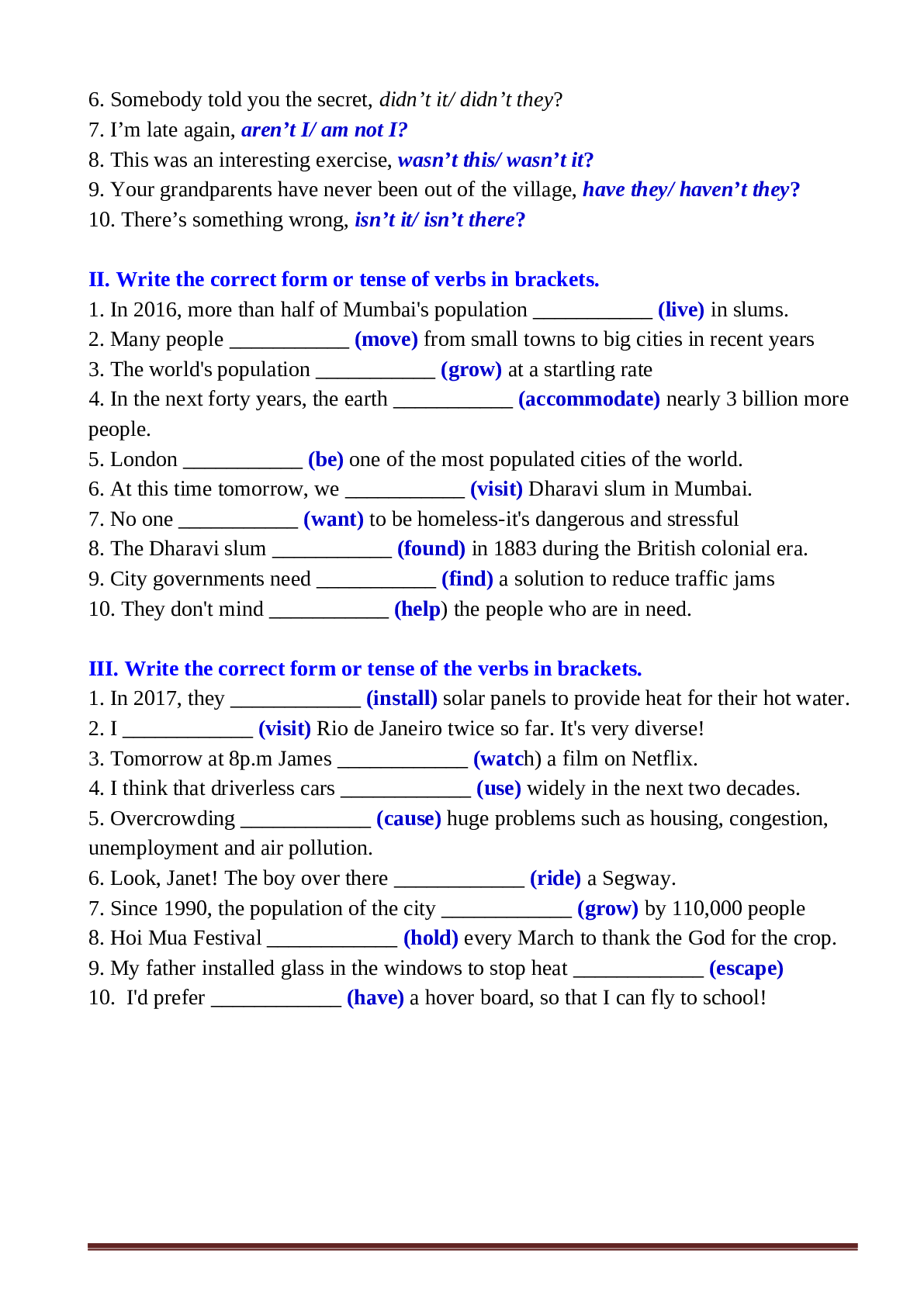 Bài tập thực hành unit 12 tiếng anh 7 (trang 9)