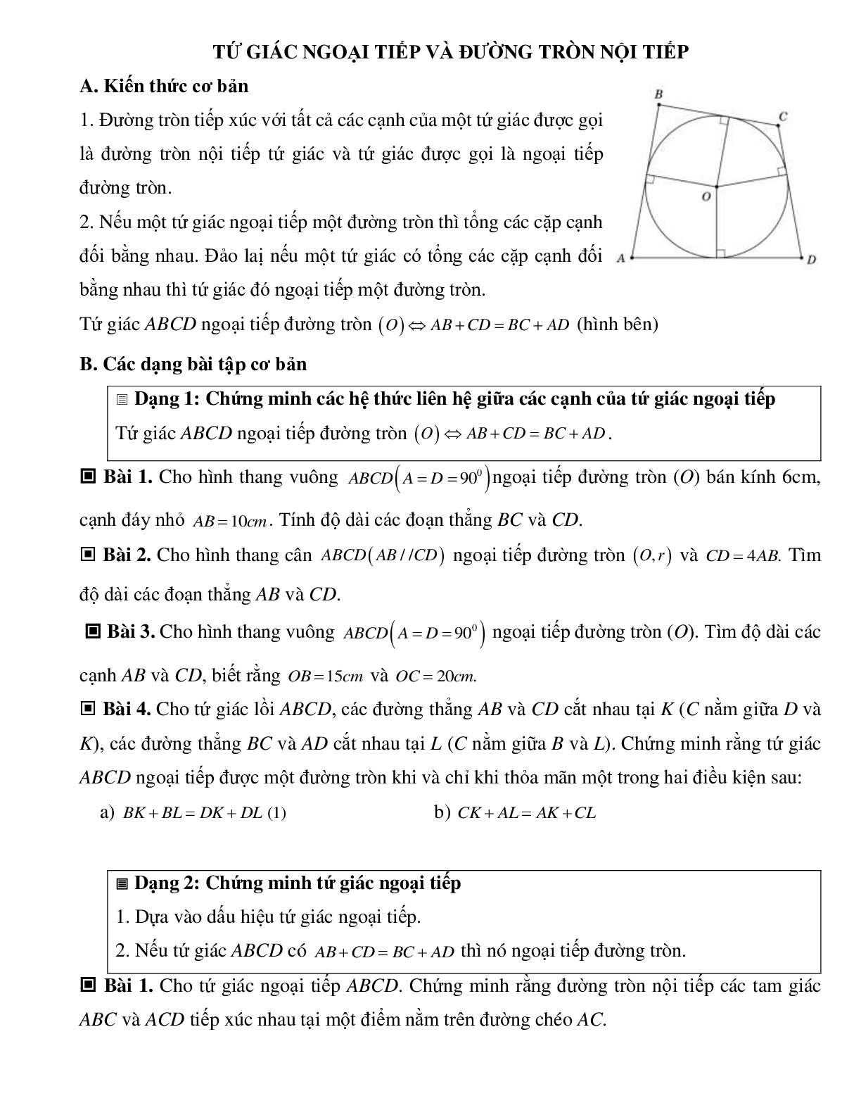 Lí thuyết Đường tròn ngoại tiếp. Đường tròn nội tiếp (mới 2023 + bài tập) hay, chi tiết - Toán 9 (trang 1)