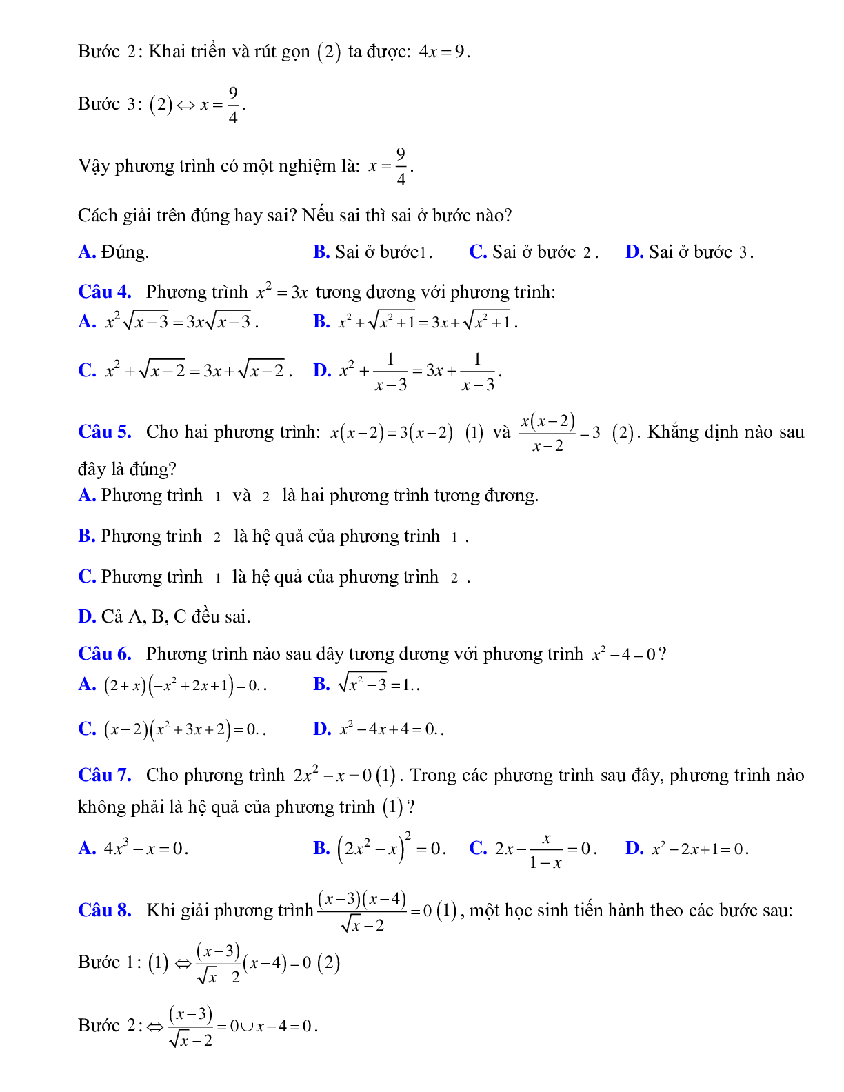 Phương trình tương đương, phương trình hệ quả (trang 5)