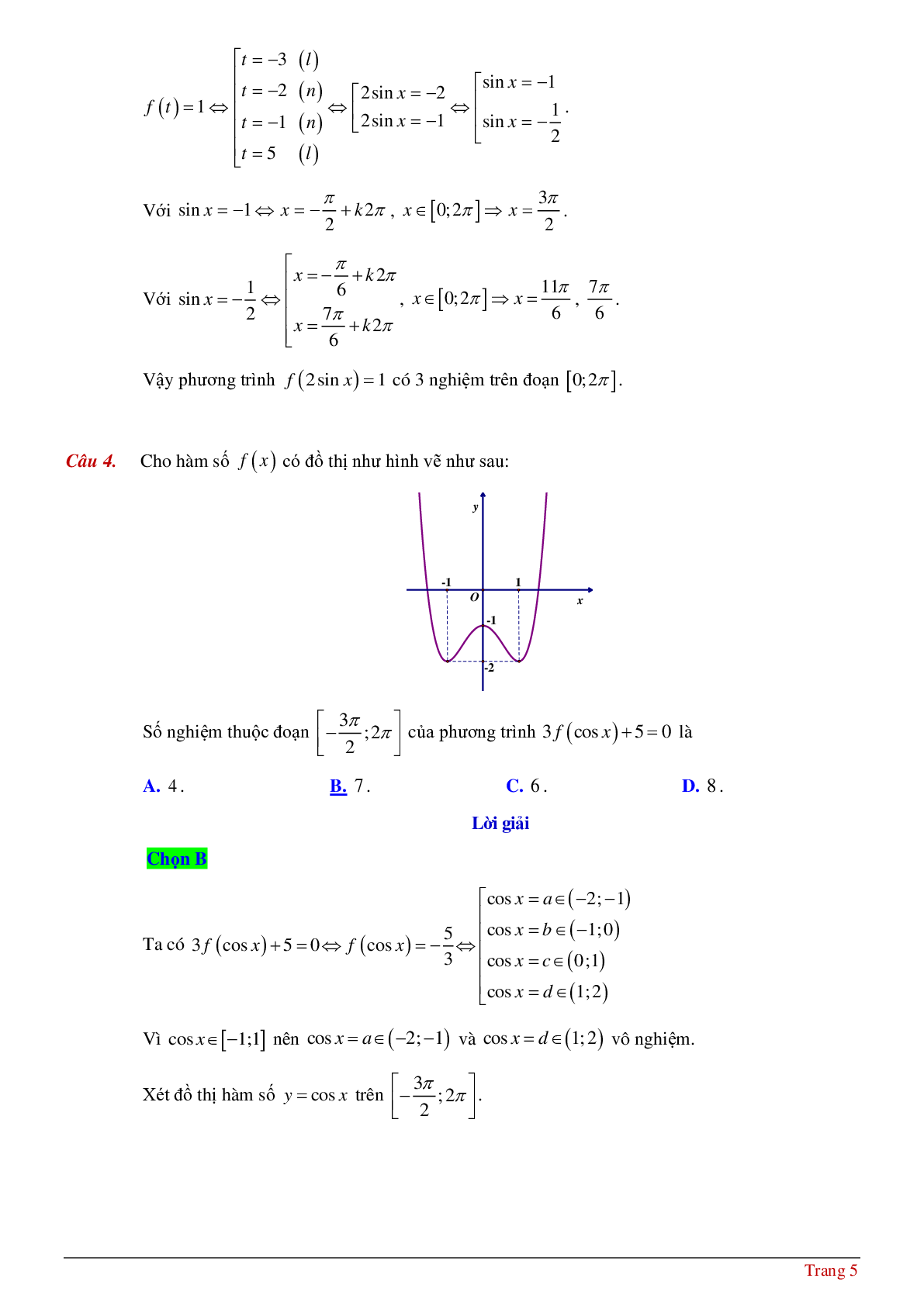 Tìm số nghiệm của phương tình hàm hợp khi biết bảng biến thiên hoặc đồ thị (trang 5)