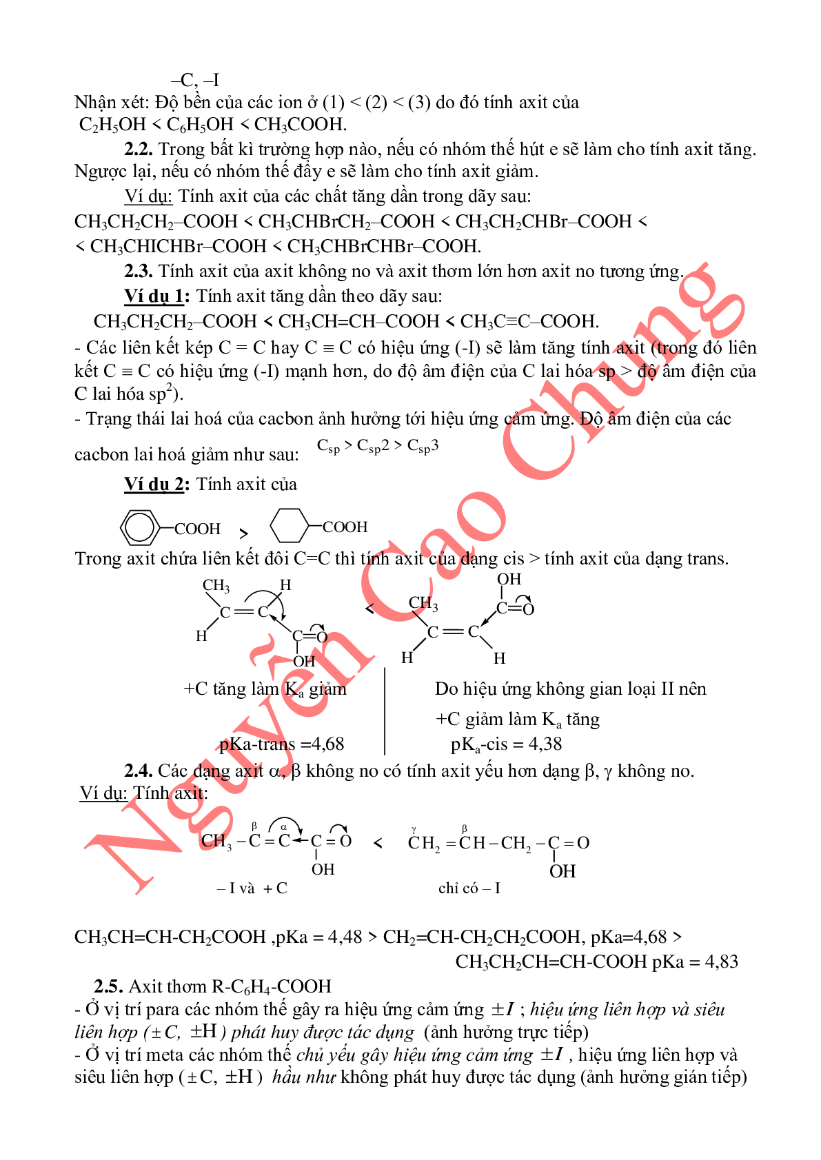 Lý thuyết, bài tập về so sánh tính axit-bazo của các hợp chất hữu cơ (trang 2)