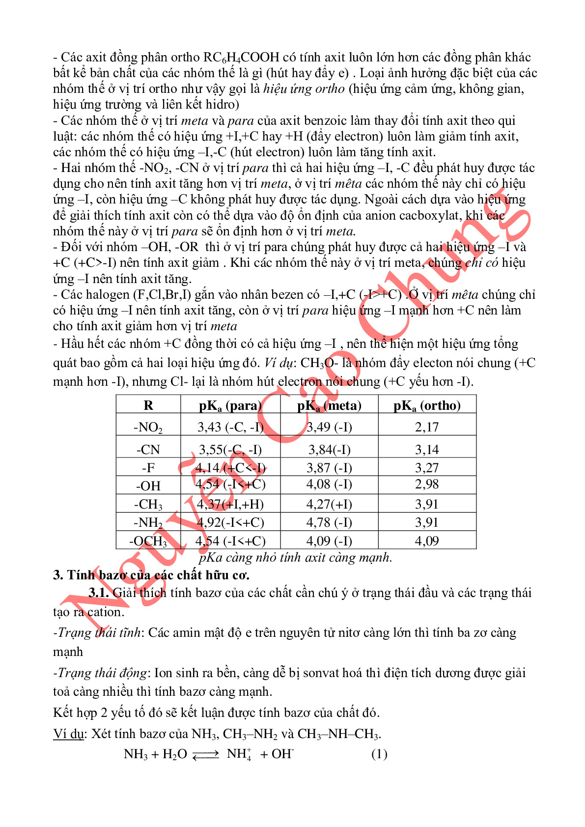 Lý thuyết, bài tập về so sánh tính axit-bazo của các hợp chất hữu cơ (trang 3)