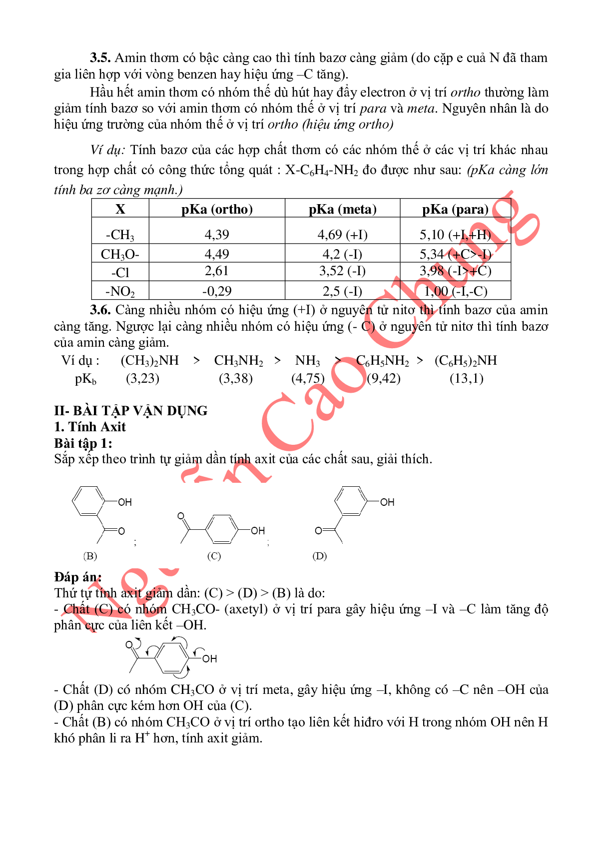 Lý thuyết, bài tập về so sánh tính axit-bazo của các hợp chất hữu cơ (trang 5)