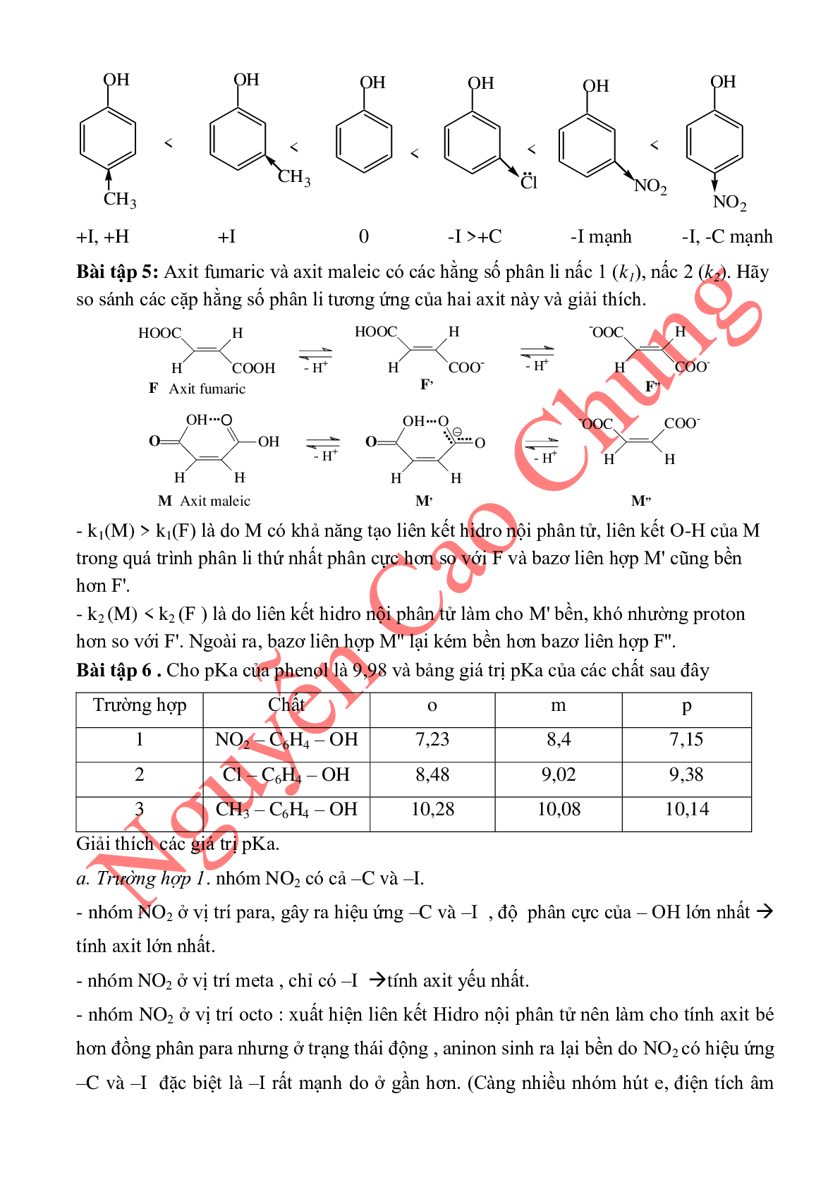 Lý thuyết, bài tập về so sánh tính axit-bazo của các hợp chất hữu cơ (trang 7)