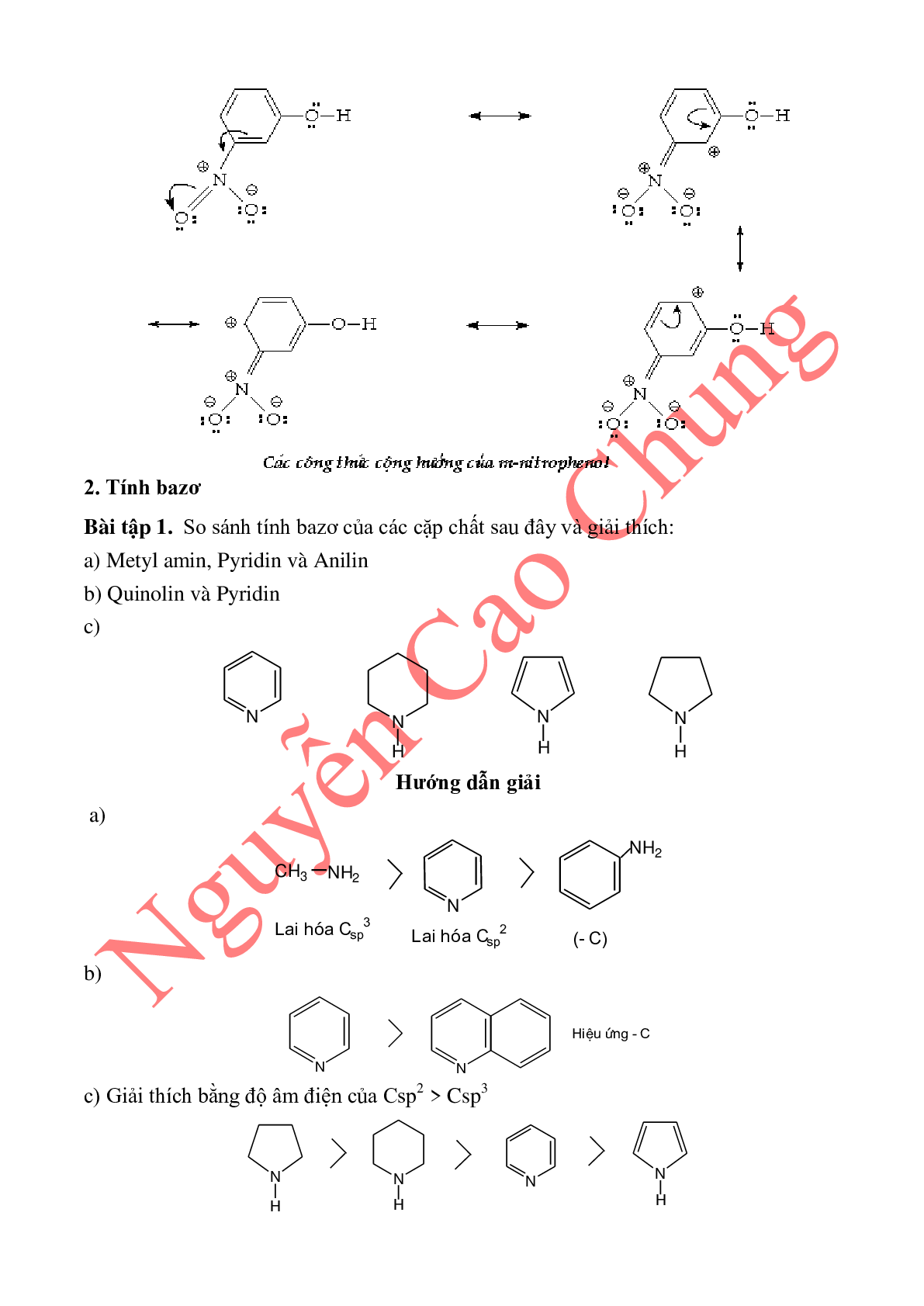 Lý thuyết, bài tập về so sánh tính axit-bazo của các hợp chất hữu cơ (trang 9)