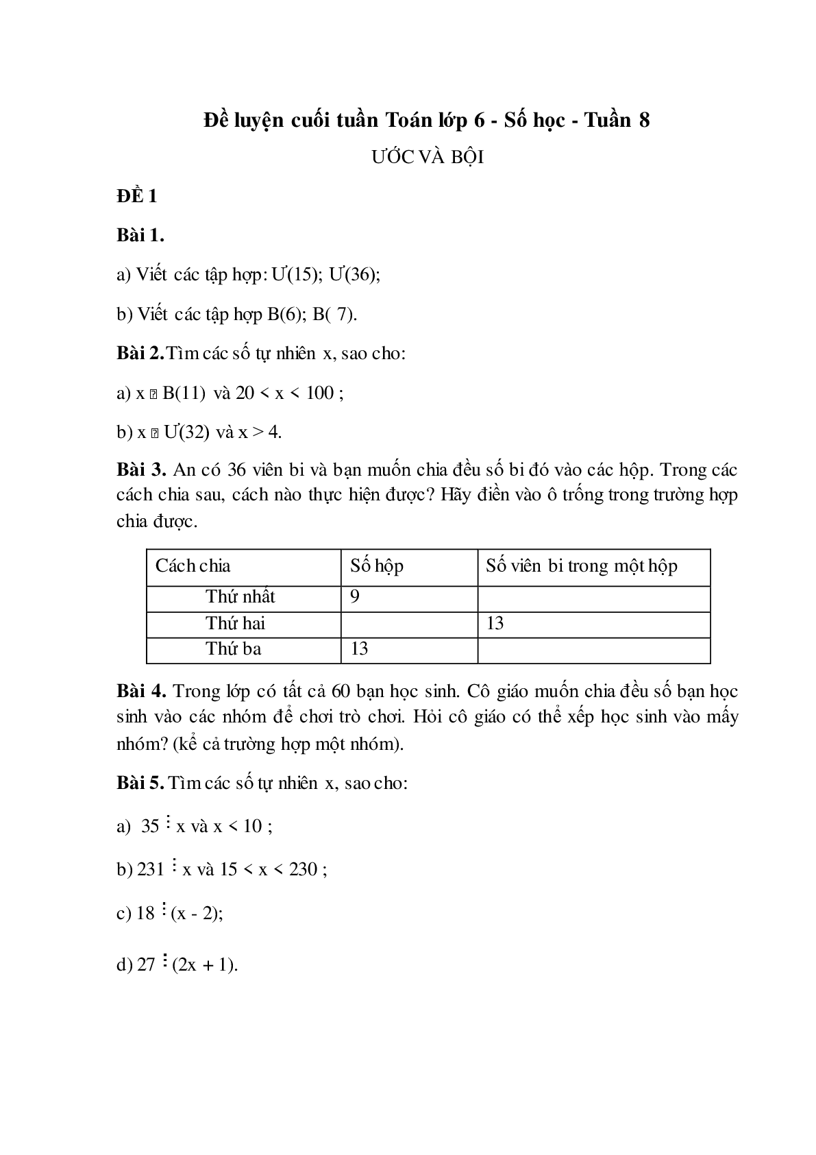 Bài tập cuối tuần Số học Toán lớp 6 tuần 8 có đáp án (trang 1)