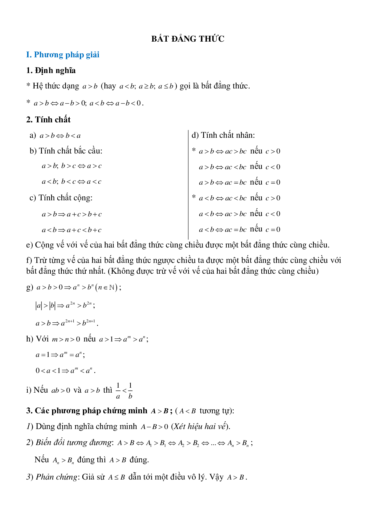 Bất đẳng thức - Đại số toán 8 (trang 1)
