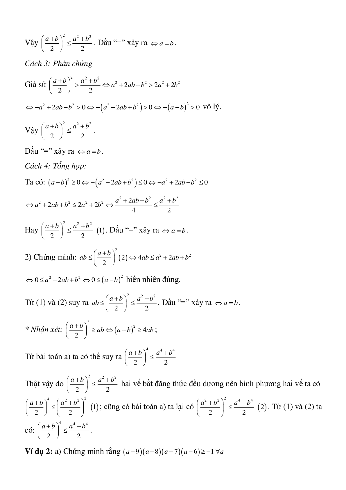 Bất đẳng thức - Đại số toán 8 (trang 4)
