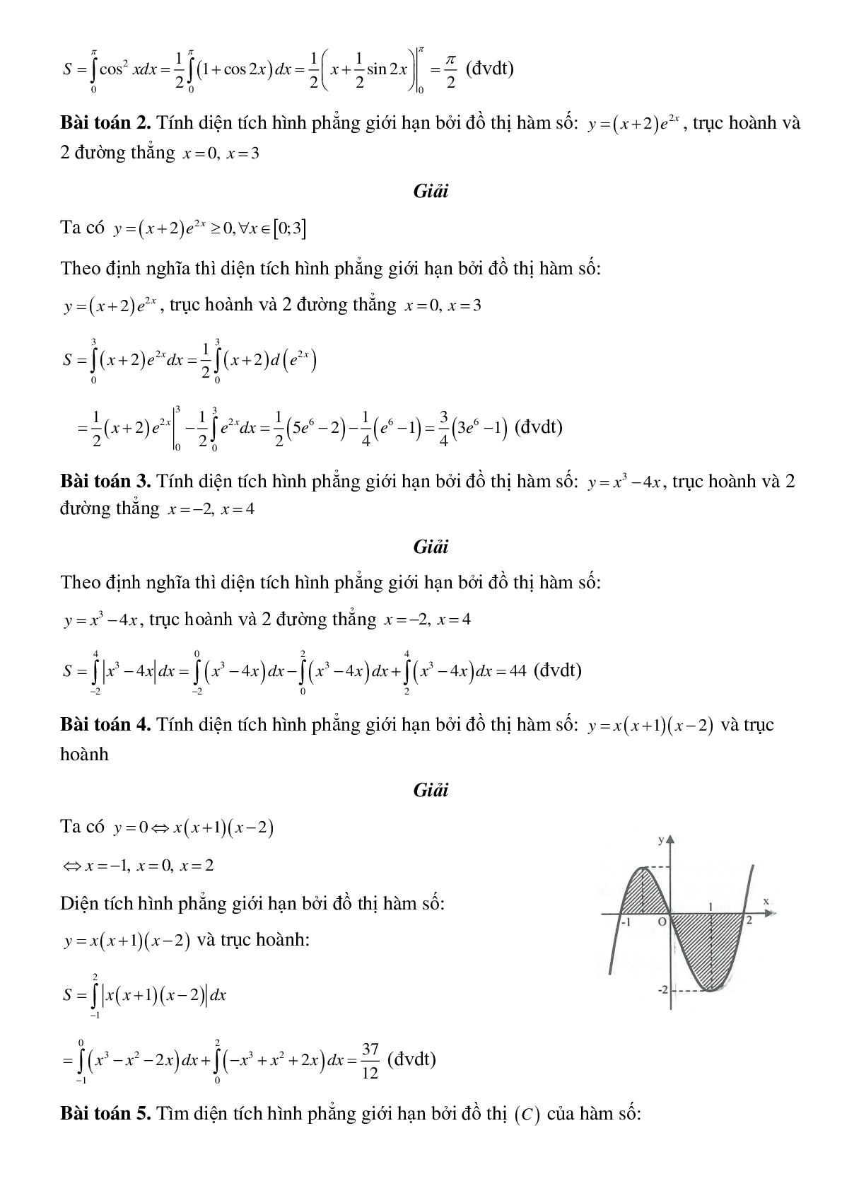 Dạng bài tập Ứng dụng tích phân tính diện tích hình phẳng (trang 2)