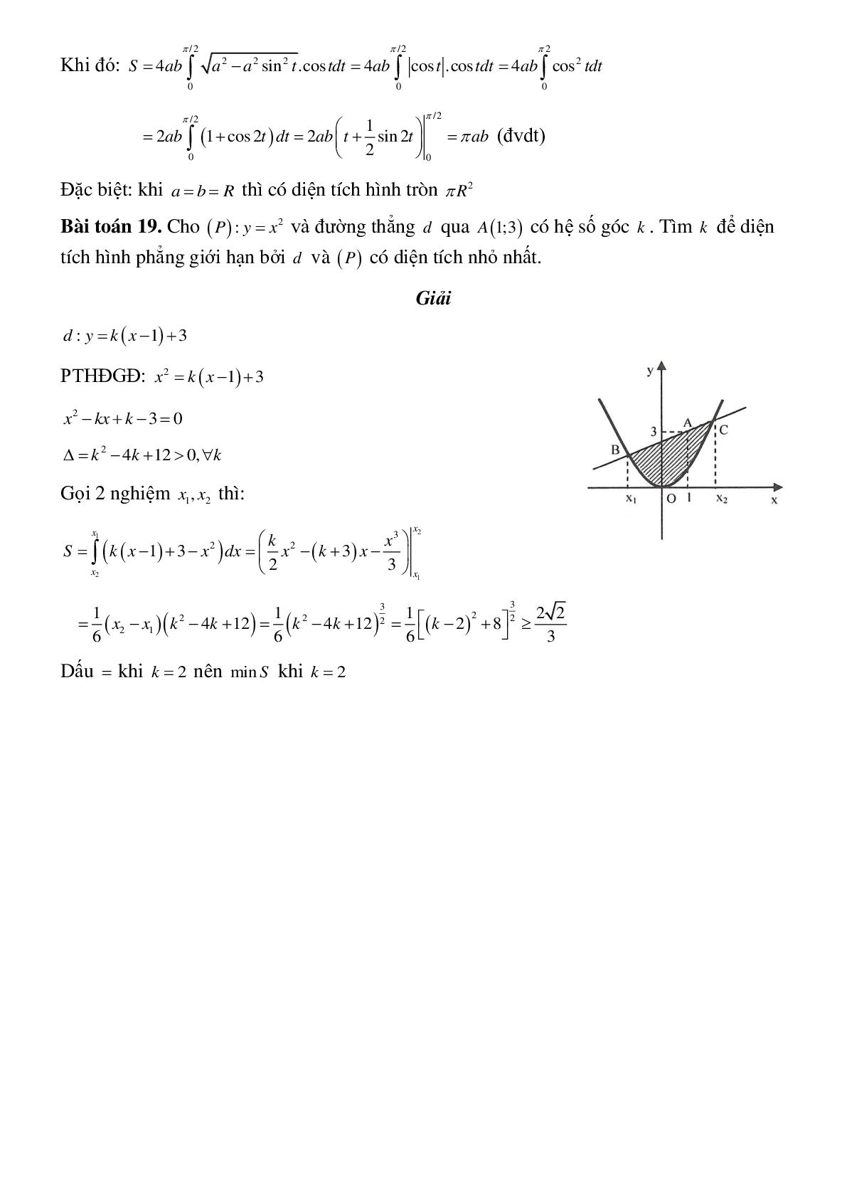 Dạng bài tập Ứng dụng tích phân tính diện tích hình phẳng (trang 9)