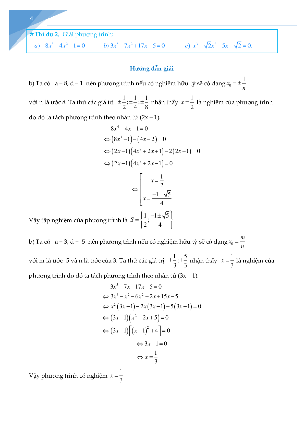 Chuyên đề: Phương trình đại số (trang 5)