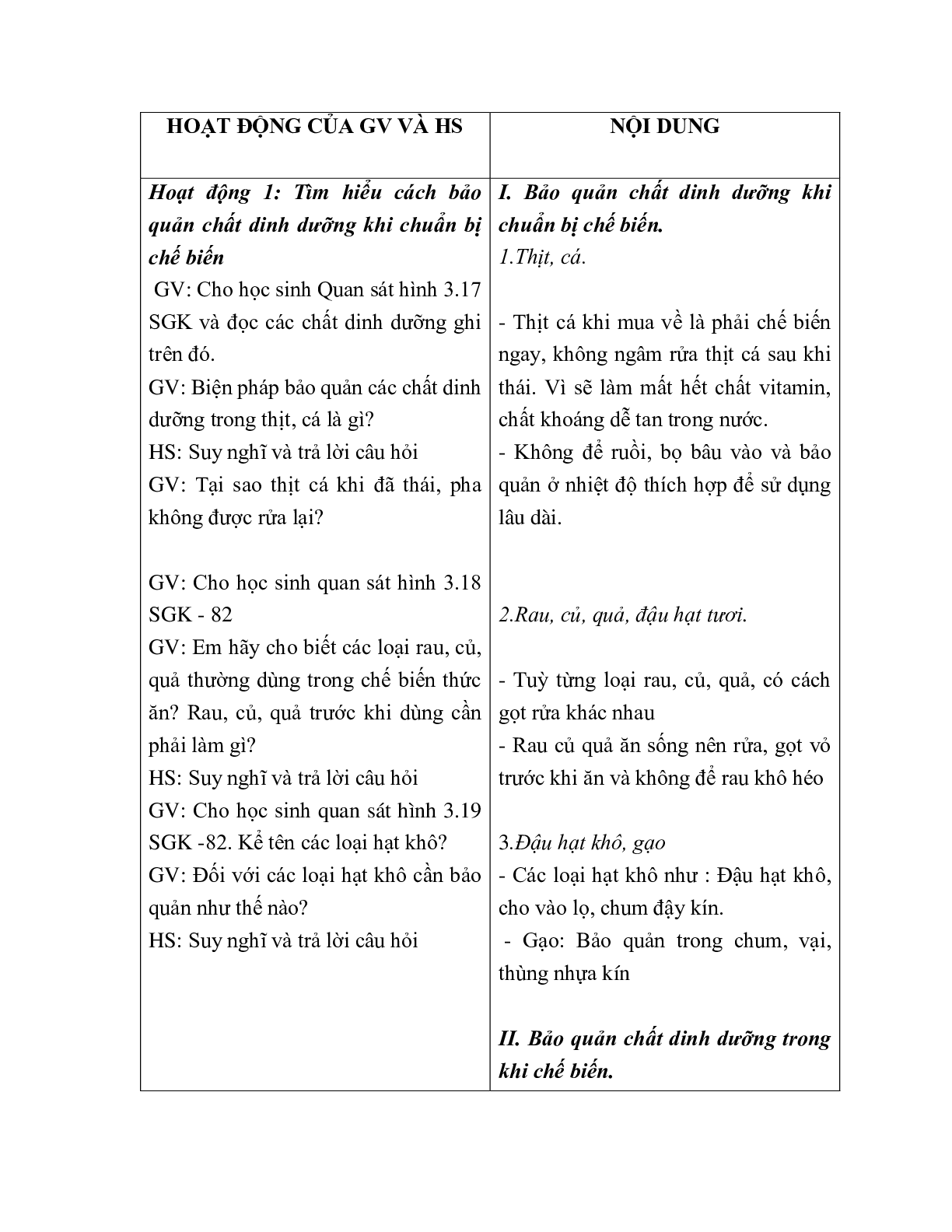 GIÁO ÁN CÔNG NGHỆ 6 BÀI 21: BẢO QUẢN CHẤT DINH DƯỠNG TRONG CHẾ BIẾN MÓN ĂN MỚI NHẤT – CV5512 (trang 2)