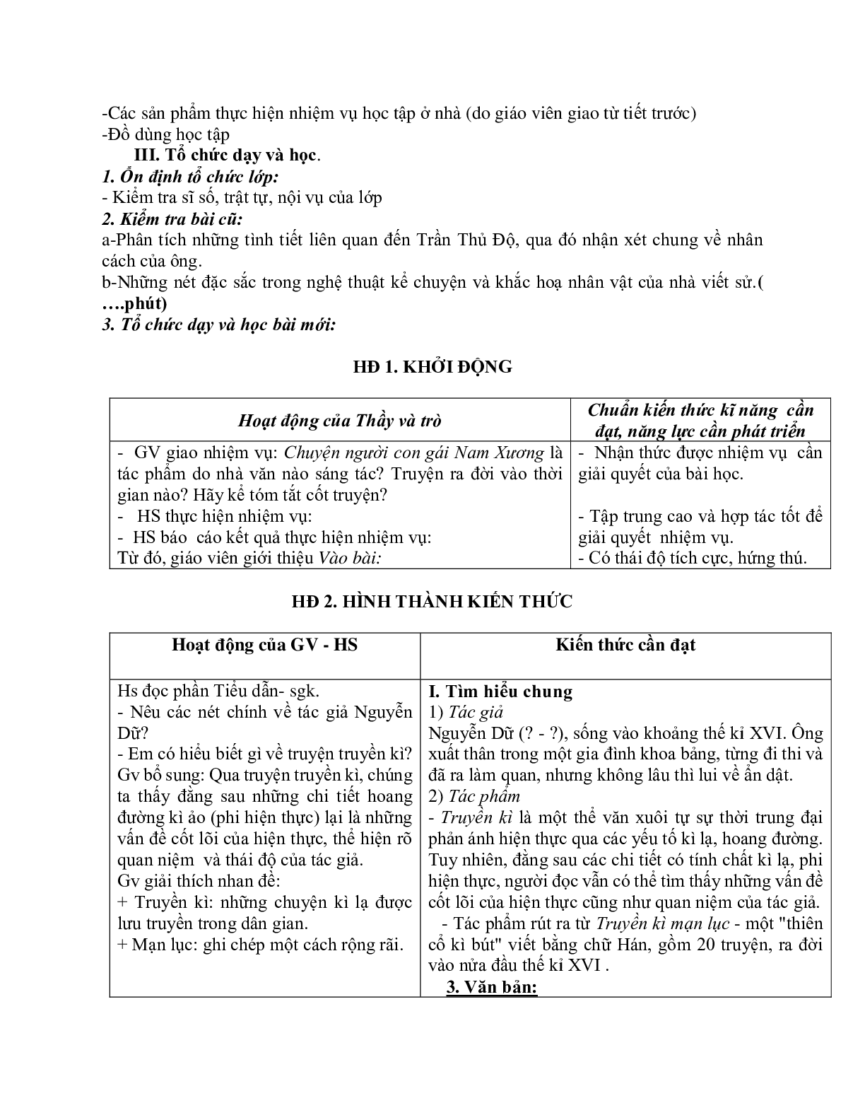 Giáo án ngữ văn lớp 10 Tiết 72: Trả bài viết số 5 chuyện chức đền Tản Viên (trang 2)