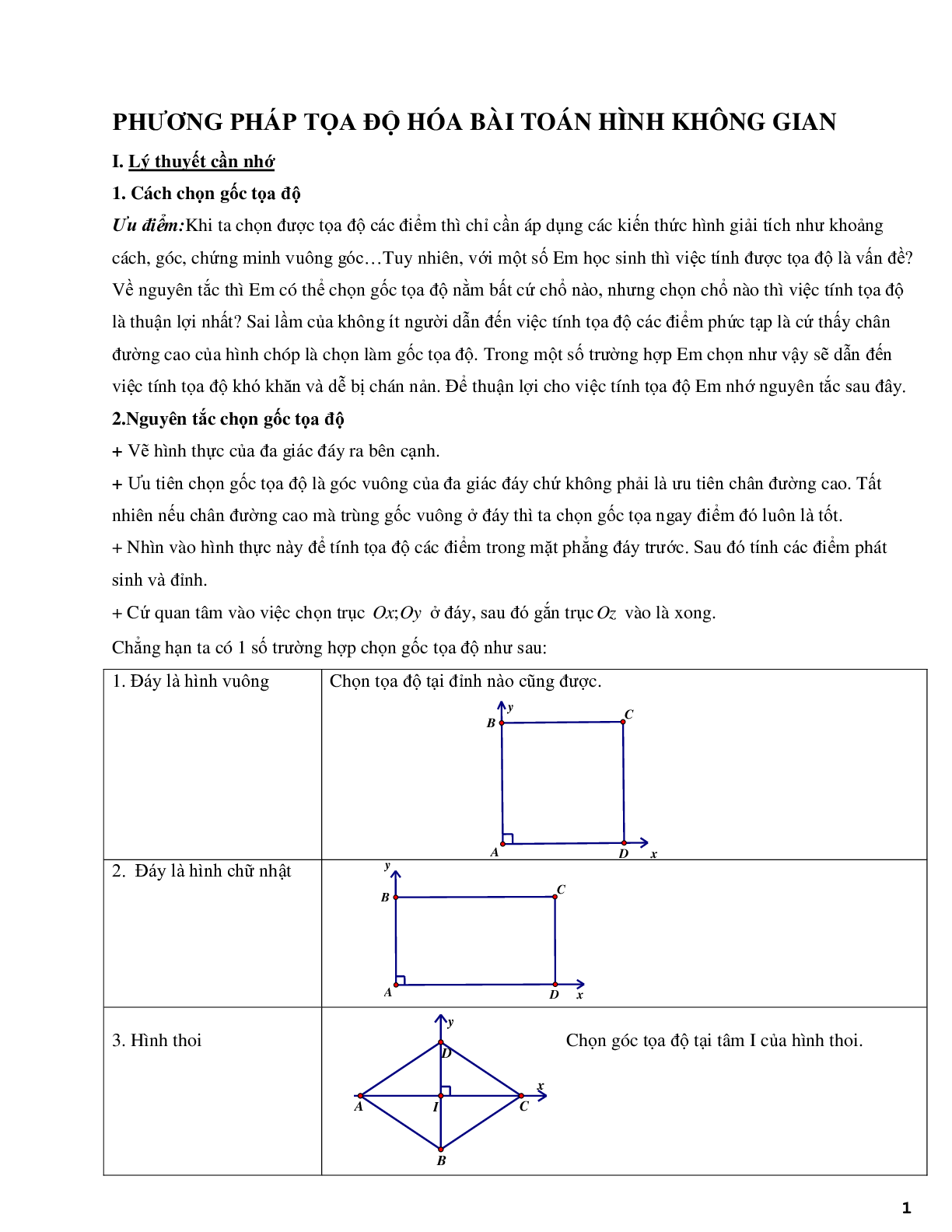 Phương pháp tọa độ hóa bài toán hình học không gian - phần 2 (trang 1)