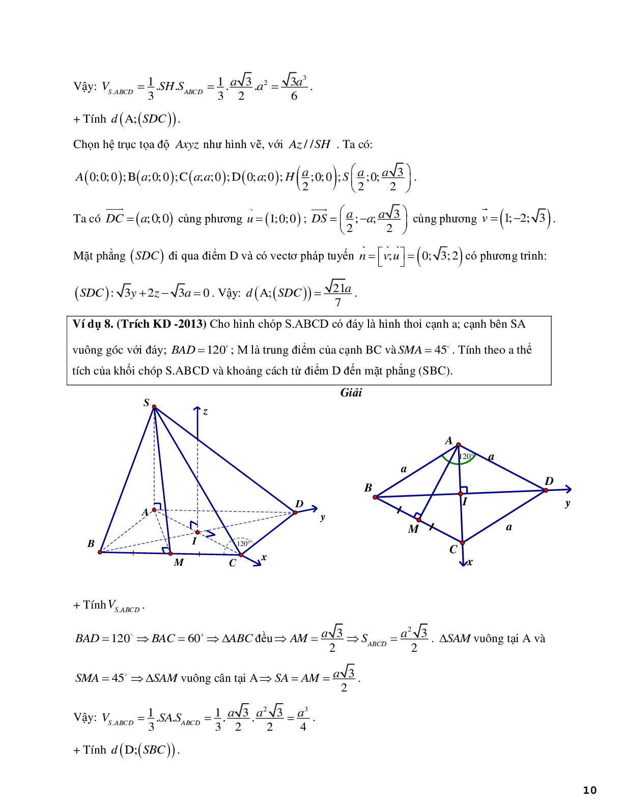 Phương pháp tọa độ hóa bài toán hình học không gian - phần 2 (trang 10)