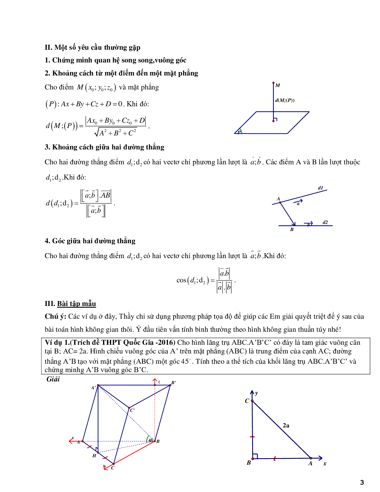 Phương pháp tọa độ hóa bài toán hình học không gian - phần 2 (trang 3)