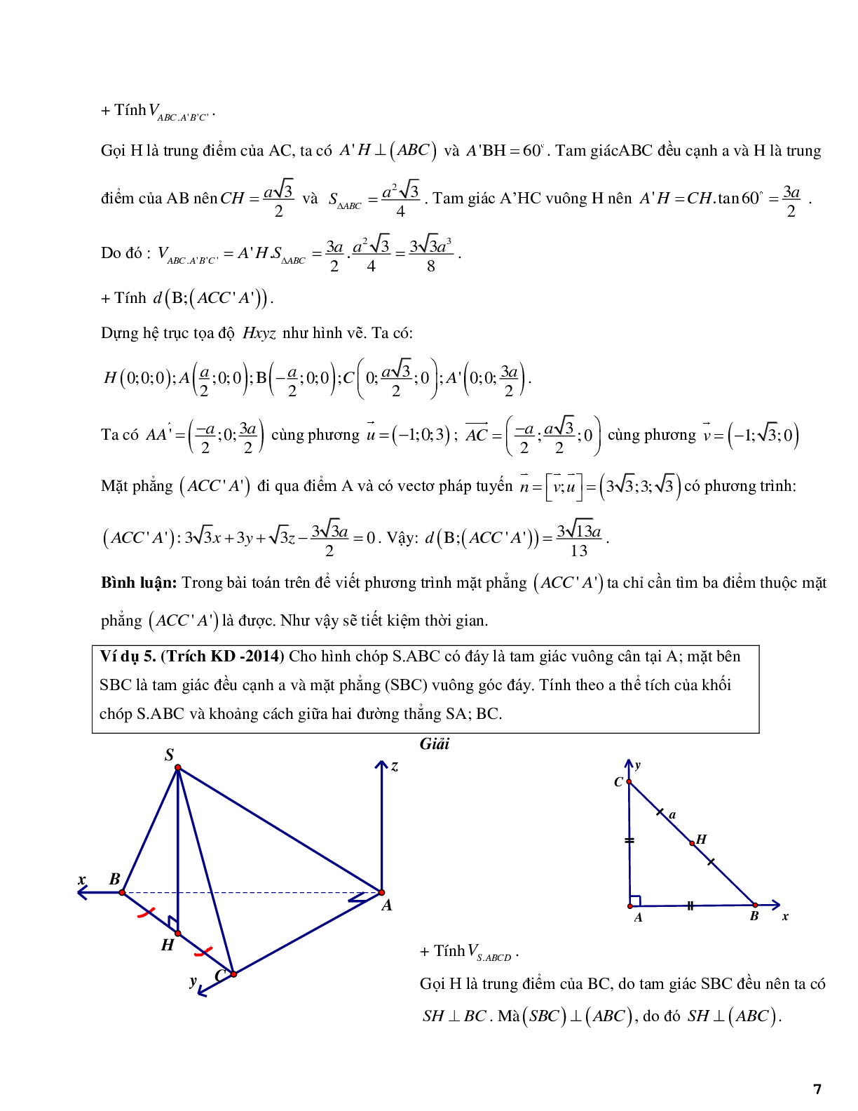Phương pháp tọa độ hóa bài toán hình học không gian - phần 2 (trang 7)