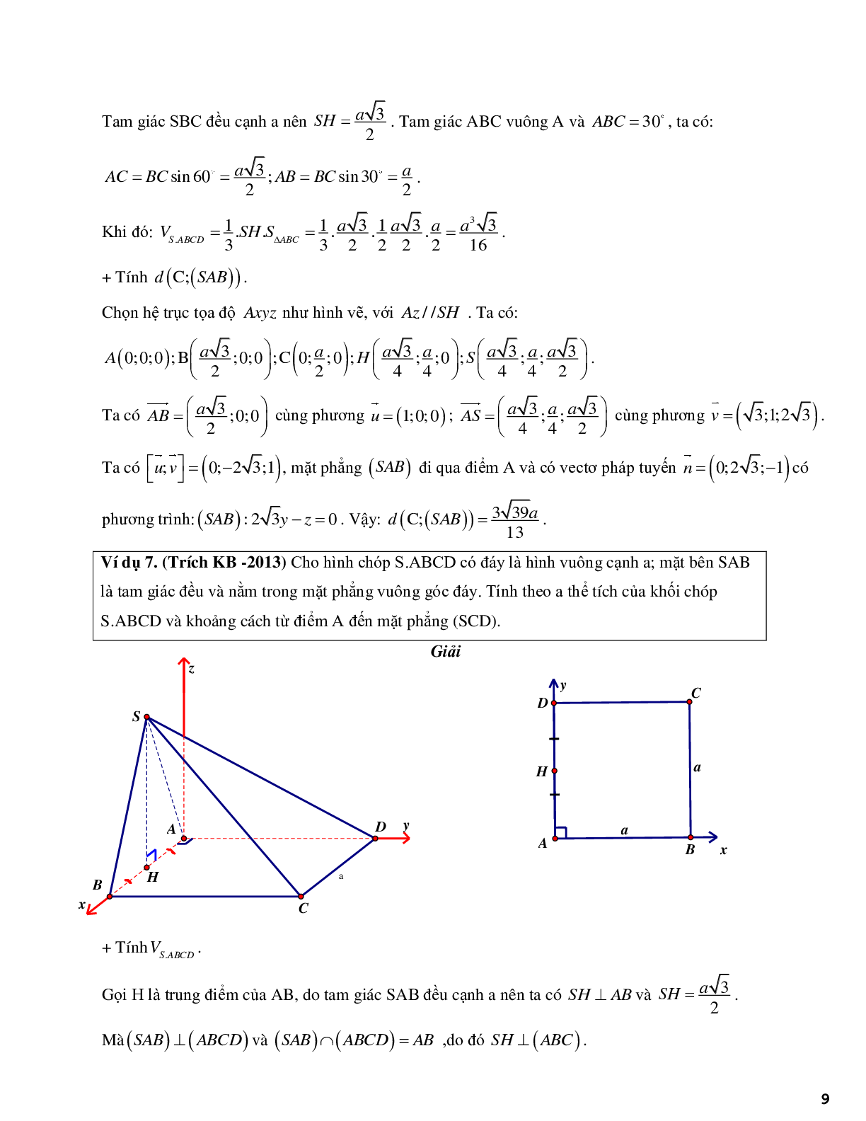 Phương pháp tọa độ hóa bài toán hình học không gian - phần 2 (trang 9)