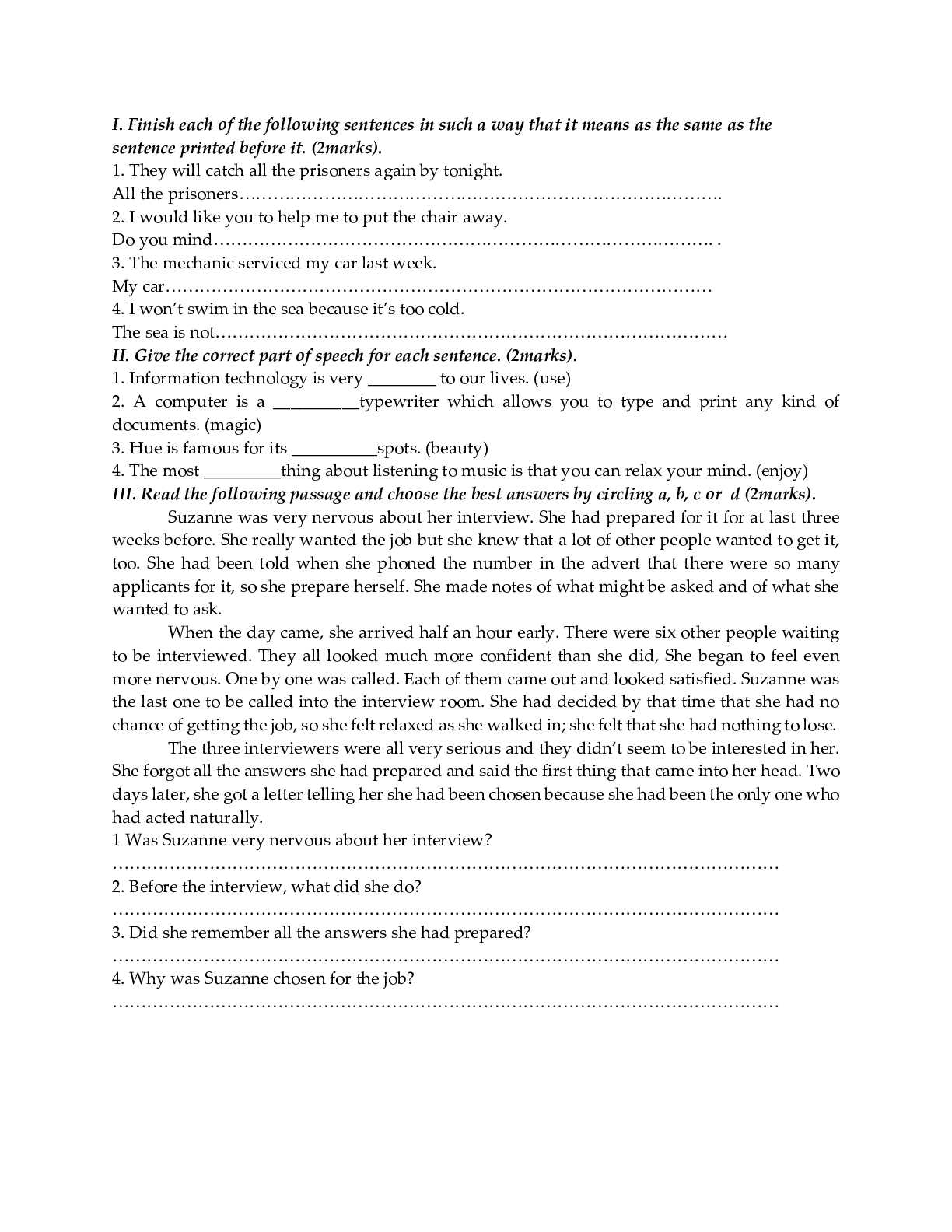 Đề kiểm tra Tiếng Anh 10 học kỳ 1 (có đáp án) (trang 6)