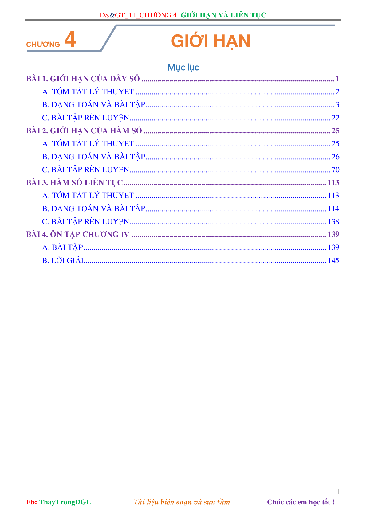 Các dạng toán về Giới hạn và liên tục (có bài tập kèm theo) (trang 1)