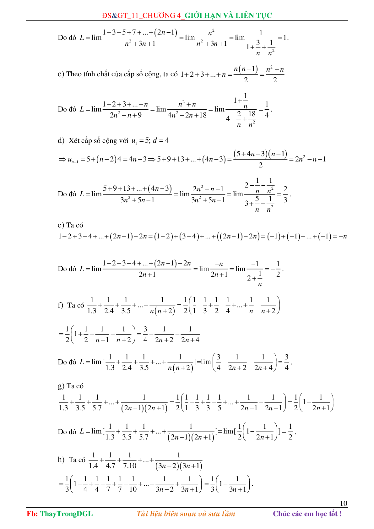Các dạng toán về Giới hạn và liên tục (có bài tập kèm theo) (trang 10)