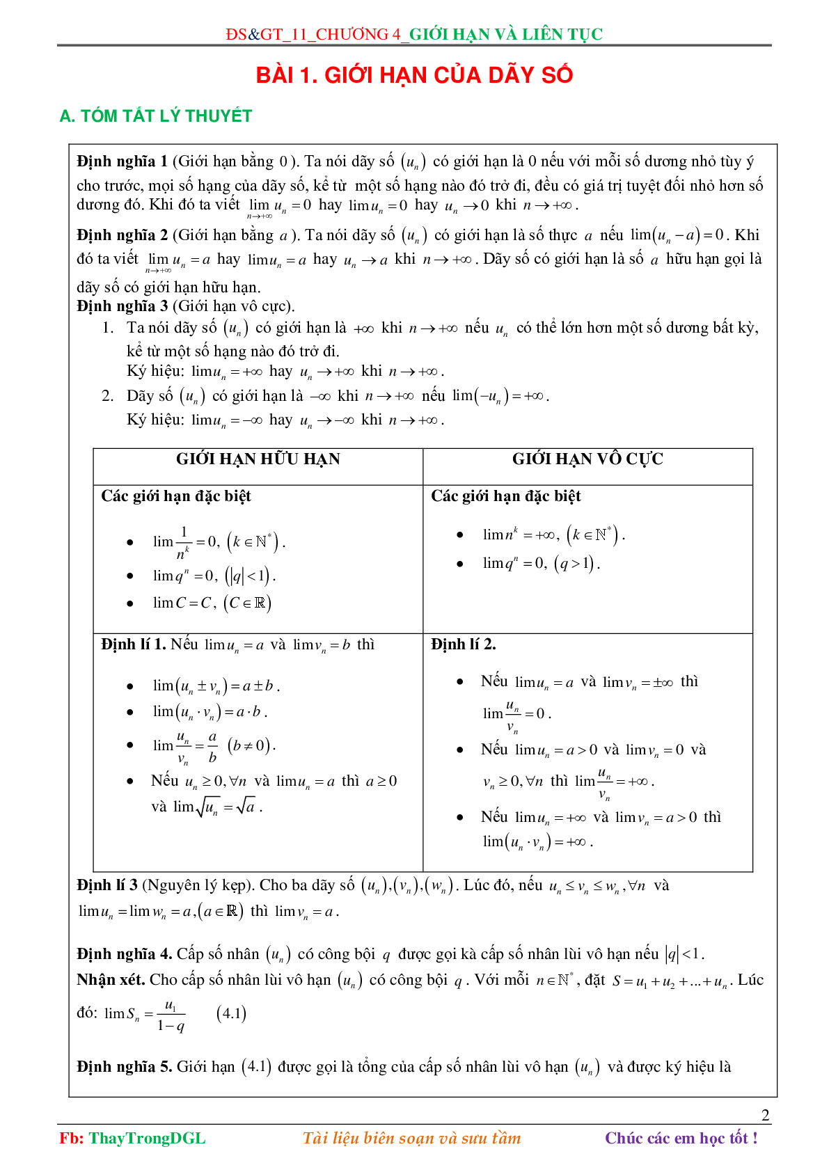 Các dạng toán về Giới hạn và liên tục (có bài tập kèm theo) (trang 2)