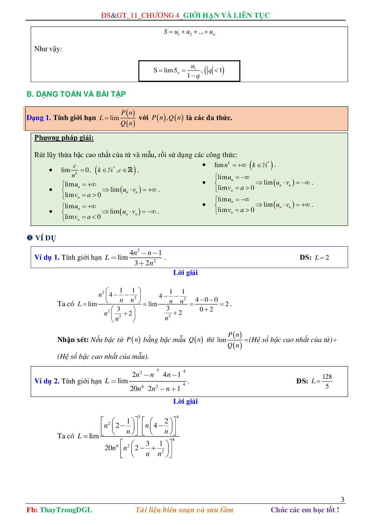 Các dạng toán về Giới hạn và liên tục (có bài tập kèm theo) (trang 3)