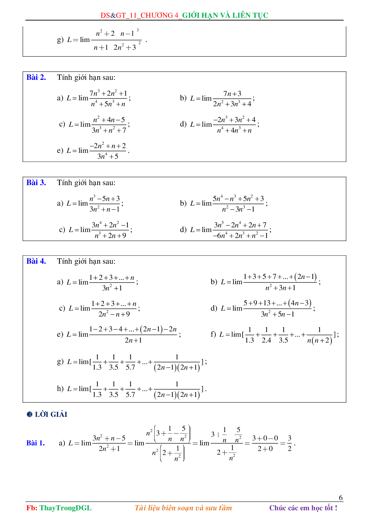 Các dạng toán về Giới hạn và liên tục (có bài tập kèm theo) (trang 6)