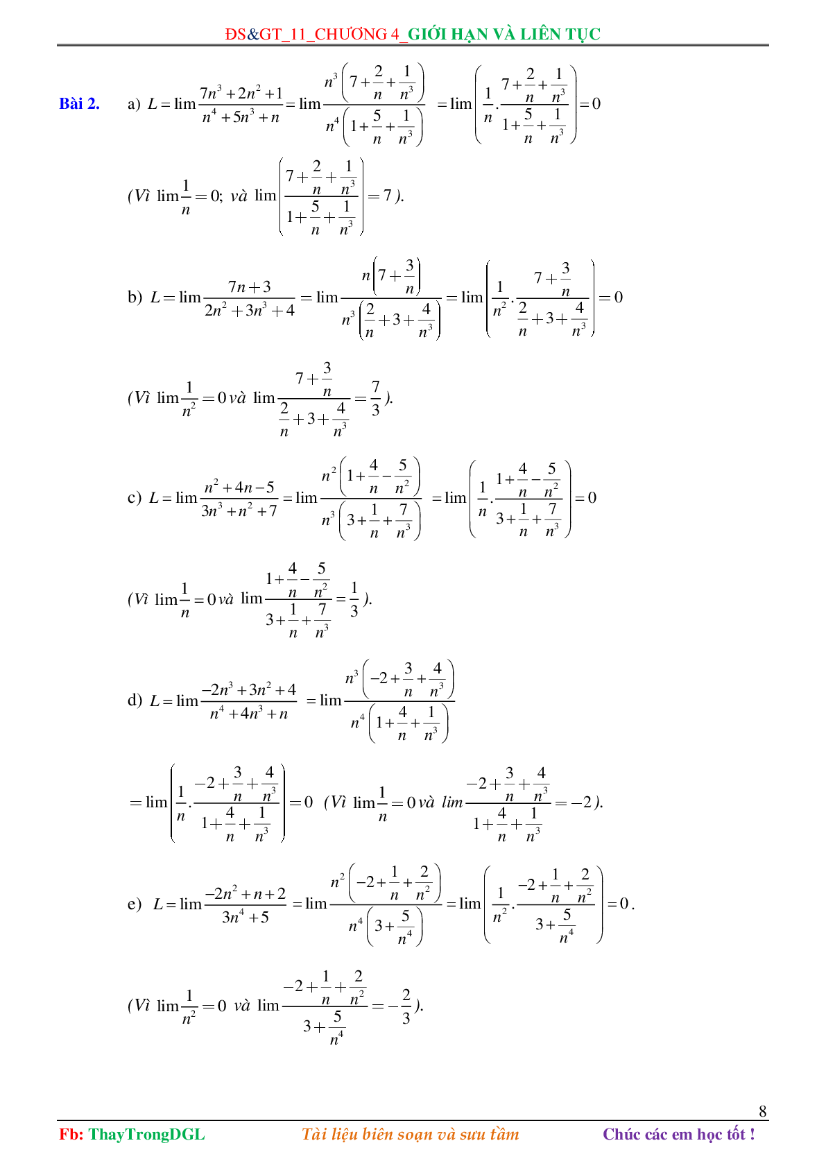 Các dạng toán về Giới hạn và liên tục (có bài tập kèm theo) (trang 8)
